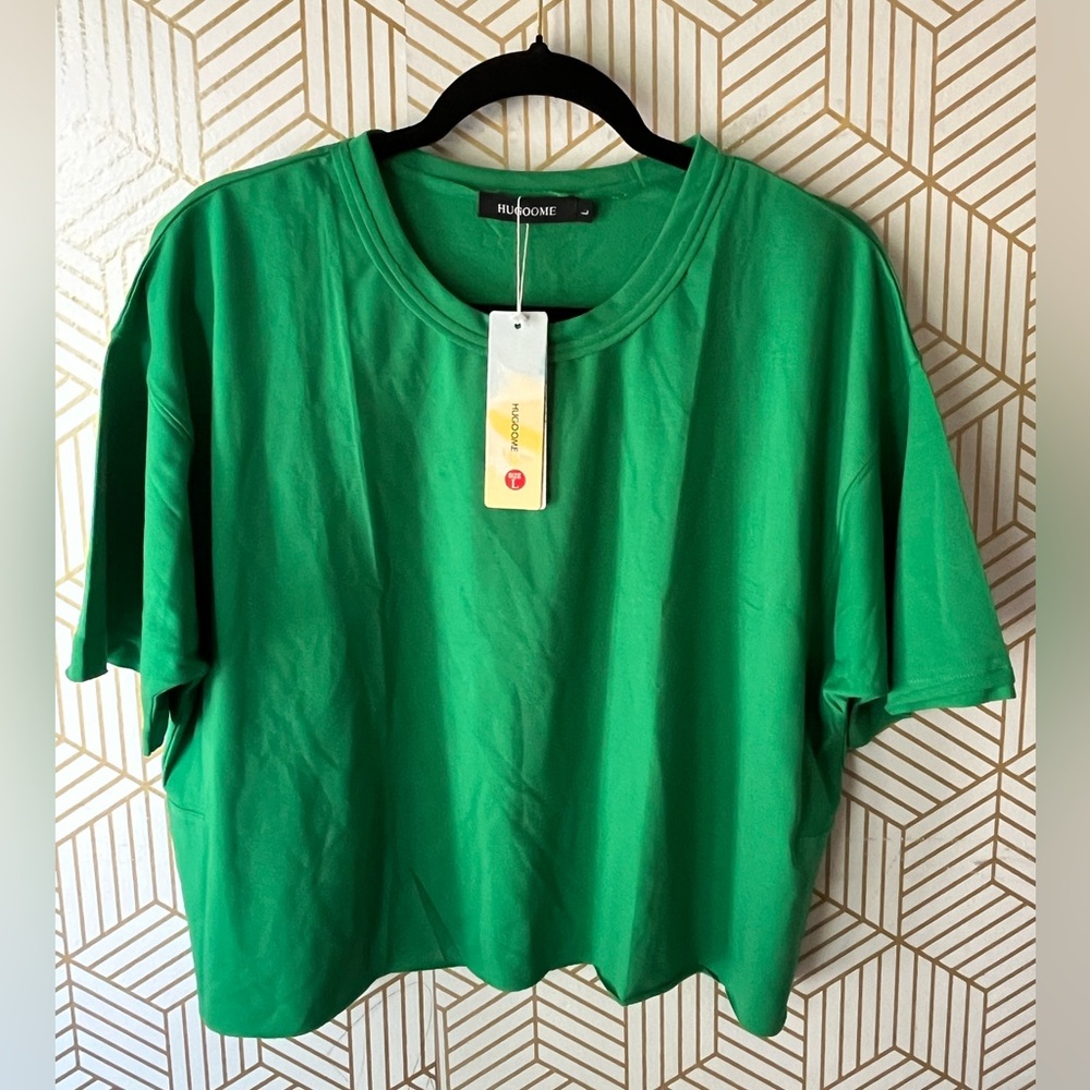 HUGOOME Tops for Women Crop Top Casual Essential oversized size L